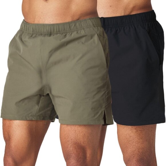 Men's 5 Inch Swim Trunk's with Liner 2 Pack Mens Stretch Quick Dry Beach Shorts